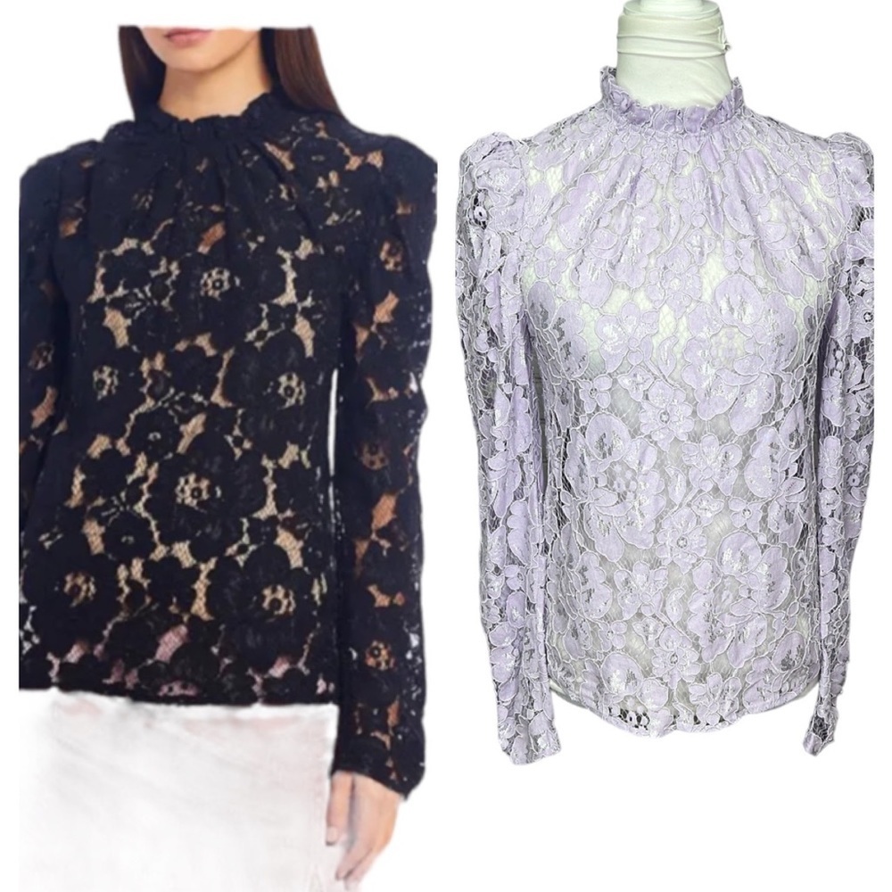 Wayf Lavender Lace Blouse Lavender